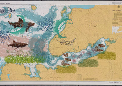 Nicky Sanderson, Loch Scridain, Mull, screenprint on repurposed marine chart, 2023, 117 x 71cm AVAILABLE
