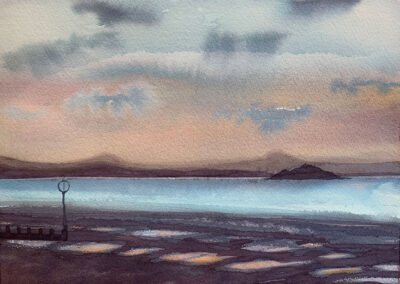 Nicky Sanderson, Firth of Forth, Calm evening, Portobello, watercolour, 35 x 25 cm, 2020