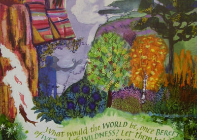 Nicky Sanderson, The Story of Scotland Triptych, Part 2 Natural World, commissioned by the Scottish Tourist Guides Assoc., mixed media on paper, 2003, 30 x 43cm