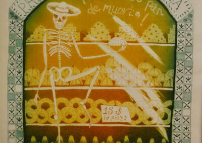 Nicky Sanderson, Mexico, Bread Shop Window, etching and aquatint with coloured ink, 1983, 30 x 40cm