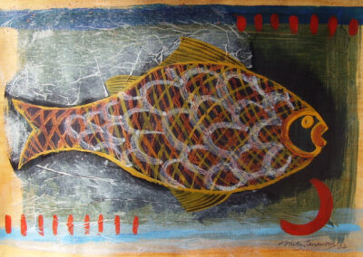 Nicky Sanderson, Fishes I have known and loved series, 3, mixed media on paper, 2007, 43 x 30cm