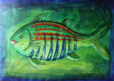 Nicky Sanderson, Fishes I have known and loved series, 5, mixed media on paper, 2007, 43 x 30cm