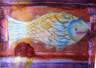 Nicky Sanderson, Fishes I have known and loved series, 6, mixed media on paper, 2007, 43 x 30cm
