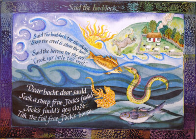 Nicky Sanderson, Said the Haddock, Scots Nursery Rhymes, commissioned by Scottish Book Trust, watercolour & oil pastel on paper, 2005, 43 x 30cm
