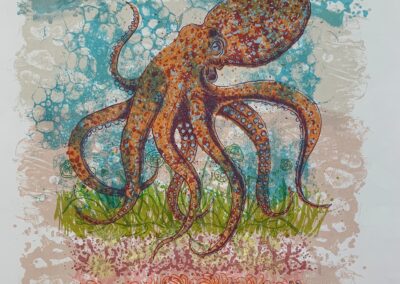 Fanfare for the Common Octopus, screenprint, Limited Edition of 9, 2023, 75 x 56cm AVAILABLE £300/£200 framed/unframed