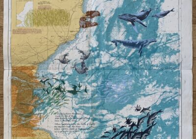 Nicky Sanderson, Montrose to Fife Ness, screenprint on repurposed marine chart, 2024, 71 x 104cm, AVAILABLE £275 unframed